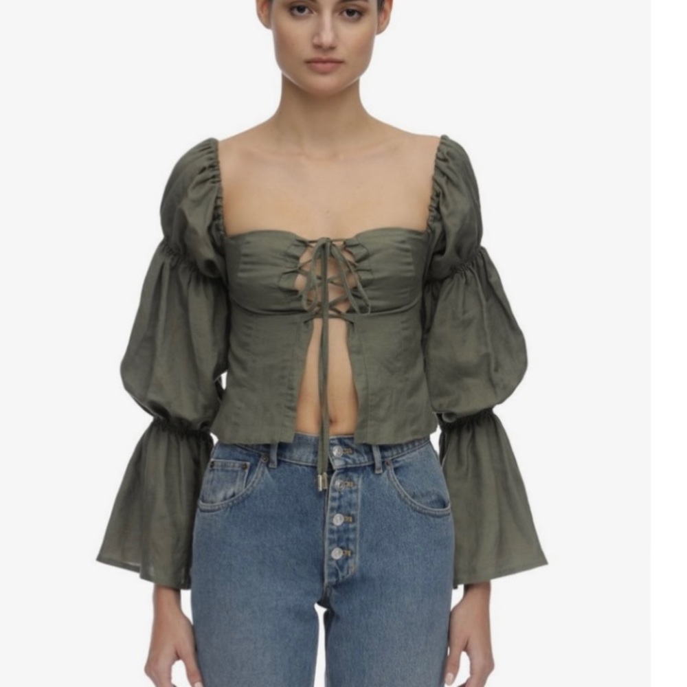 Cult Gaia Claire Off-the-shoulder Linen Blouse size XS worn only once